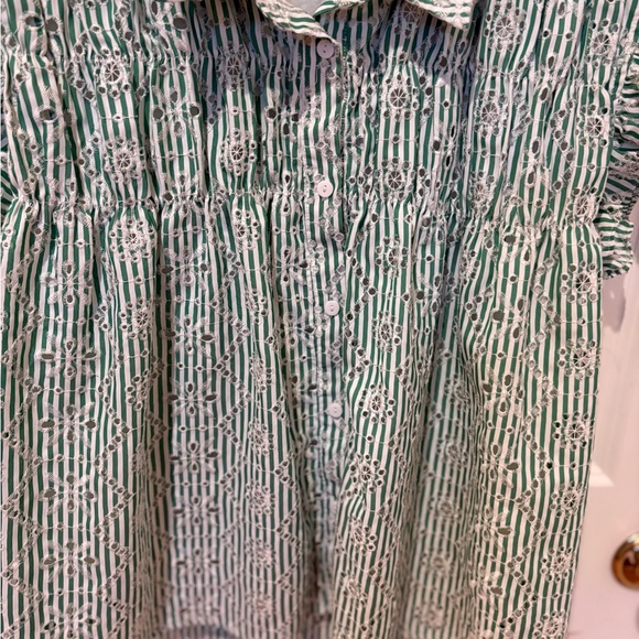 Fate Green Striped Floral Ruffle Sleeve Blouse, size Small - Picture 3 of 6
